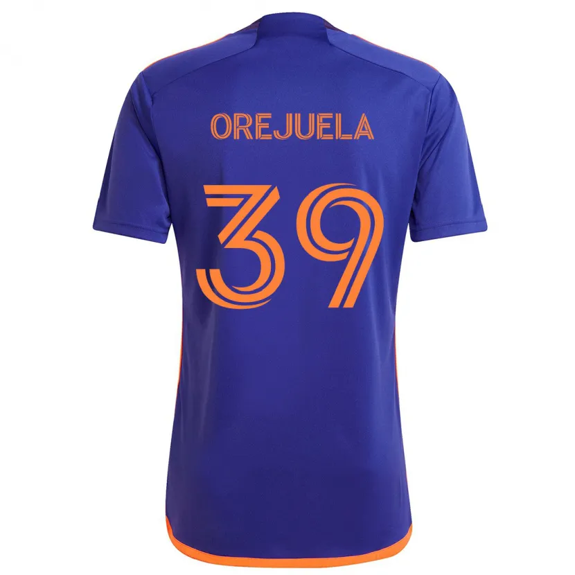 Danxen Kinderen Jesus Orejuela #39 Paars Oranje Uitshirt Uittenue 2024/25 T-Shirt