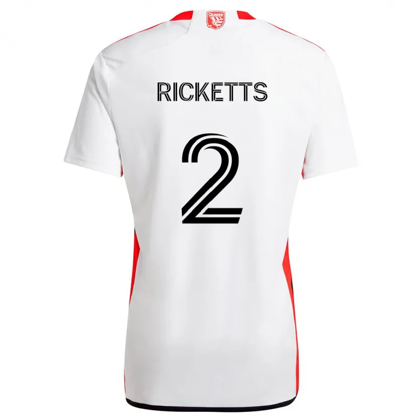 Danxen Kinderen Jamar Ricketts #2 Wit Rood Uitshirt Uittenue 2024/25 T-Shirt