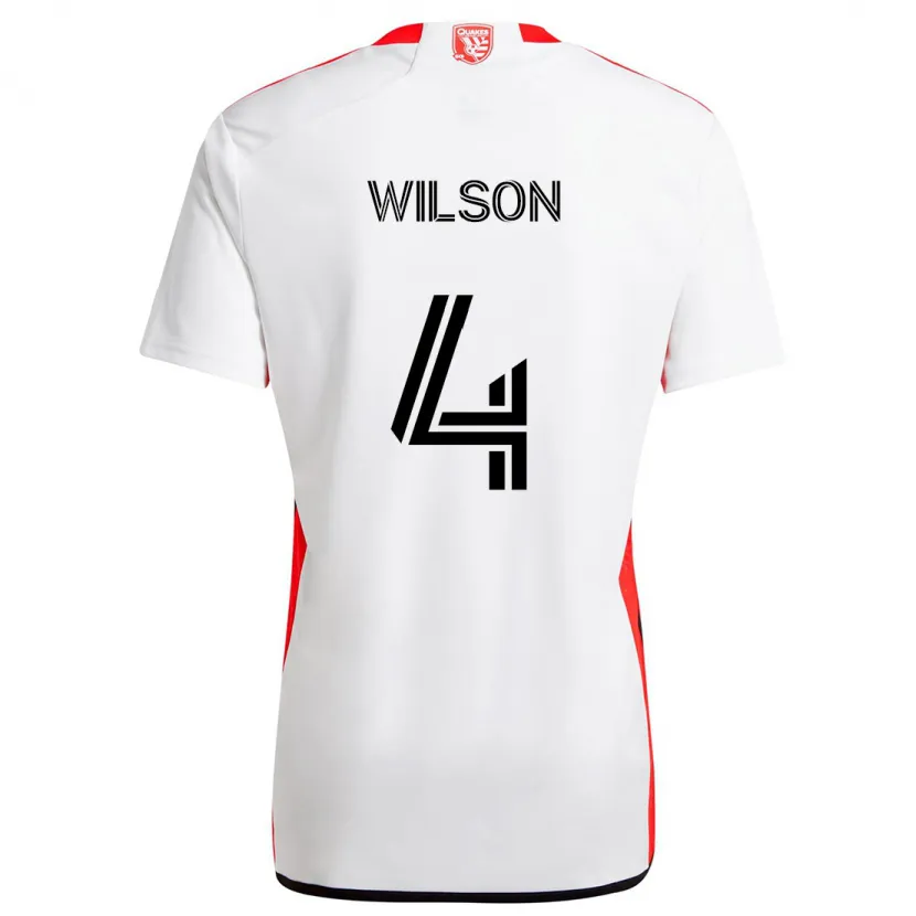 Danxen Kinderen Bruno Wilson #4 Wit Rood Uitshirt Uittenue 2024/25 T-Shirt