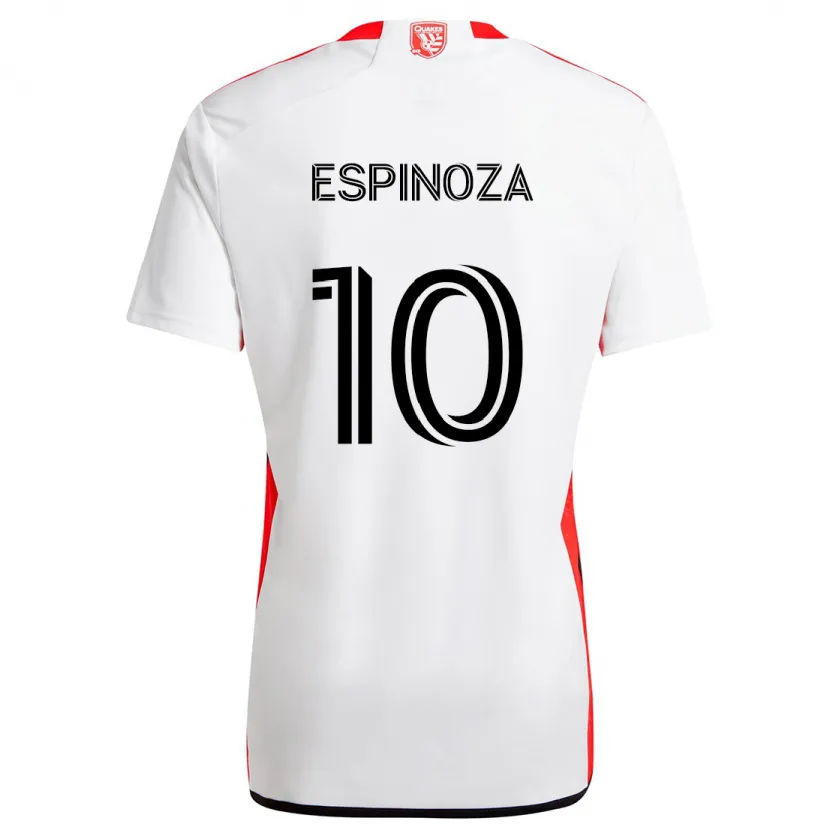 Danxen Kinderen Cristian Espinoza #10 Wit Rood Uitshirt Uittenue 2024/25 T-Shirt