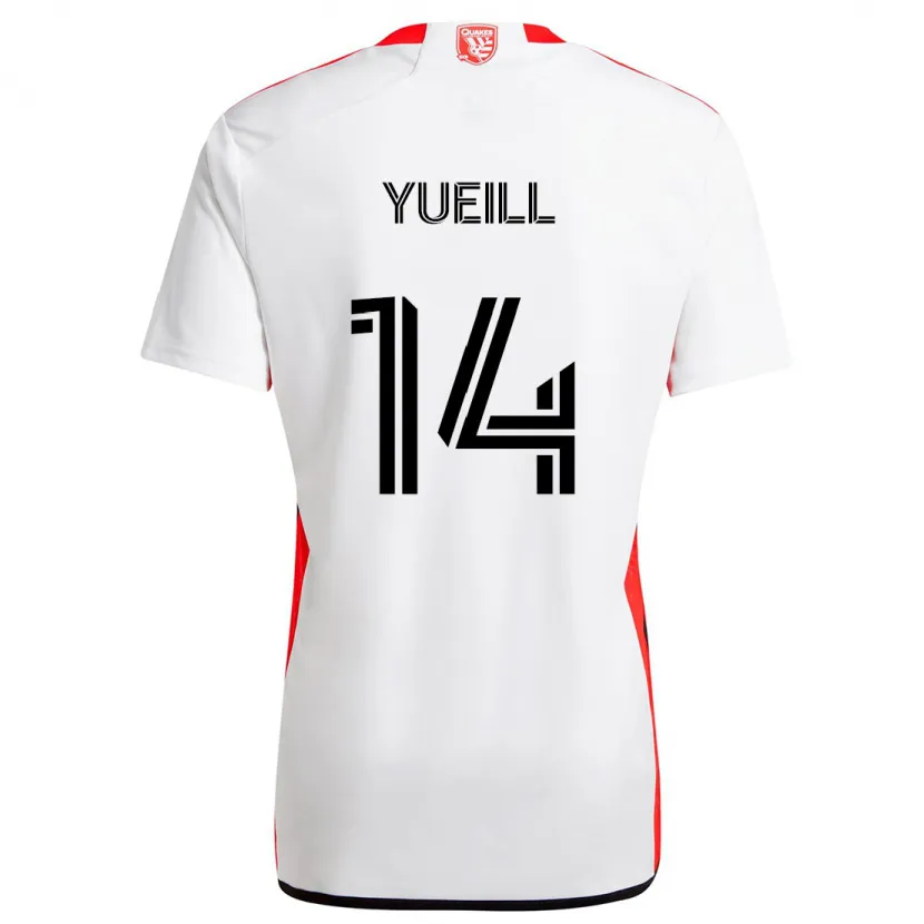 Danxen Kinderen Jackson Yueill #14 Wit Rood Uitshirt Uittenue 2024/25 T-Shirt