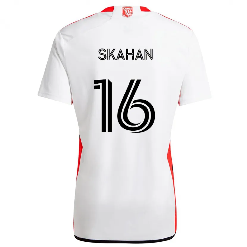 Danxen Kinderen Jack Skahan #16 Wit Rood Uitshirt Uittenue 2024/25 T-Shirt