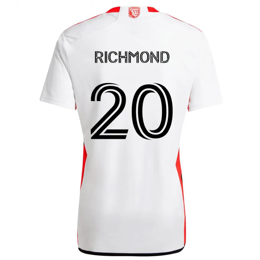 Danxen Kinderen Will Richmond #20 Wit Rood Uitshirt Uittenue 2024/25 T-Shirt