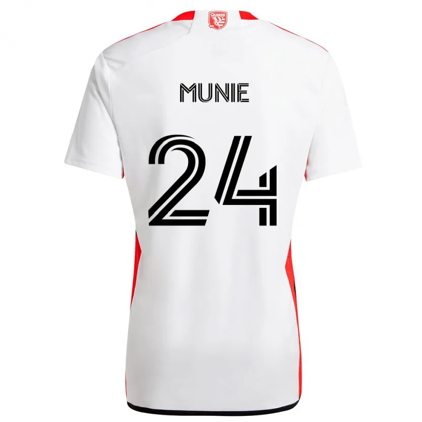 Danxen Kinderen Daniel Munie #24 Wit Rood Uitshirt Uittenue 2024/25 T-Shirt