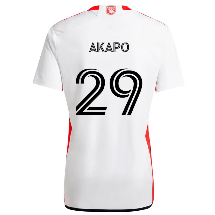 Danxen Kinderen Carlos Akapo #29 Wit Rood Uitshirt Uittenue 2024/25 T-Shirt