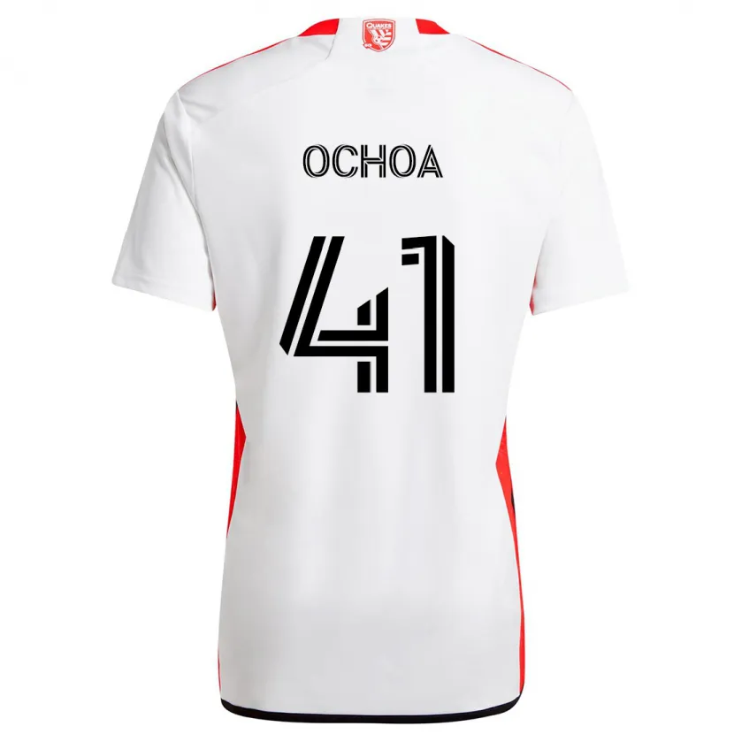 Danxen Kinderen Emmanuel Ochoa #41 Wit Rood Uitshirt Uittenue 2024/25 T-Shirt