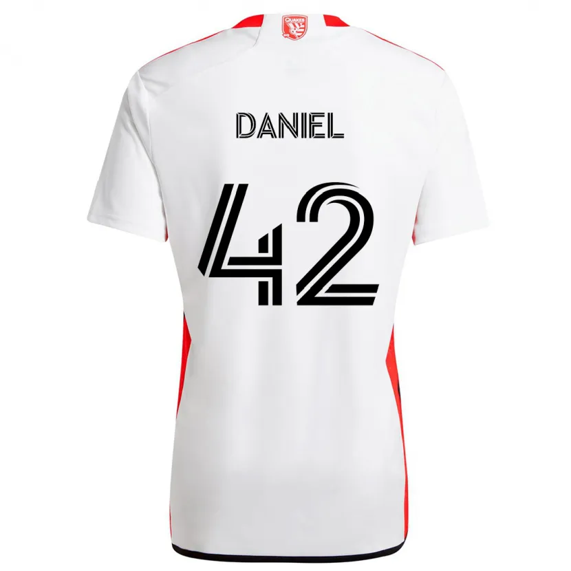 Danxen Kinderen Daniel #42 Wit Rood Uitshirt Uittenue 2024/25 T-Shirt