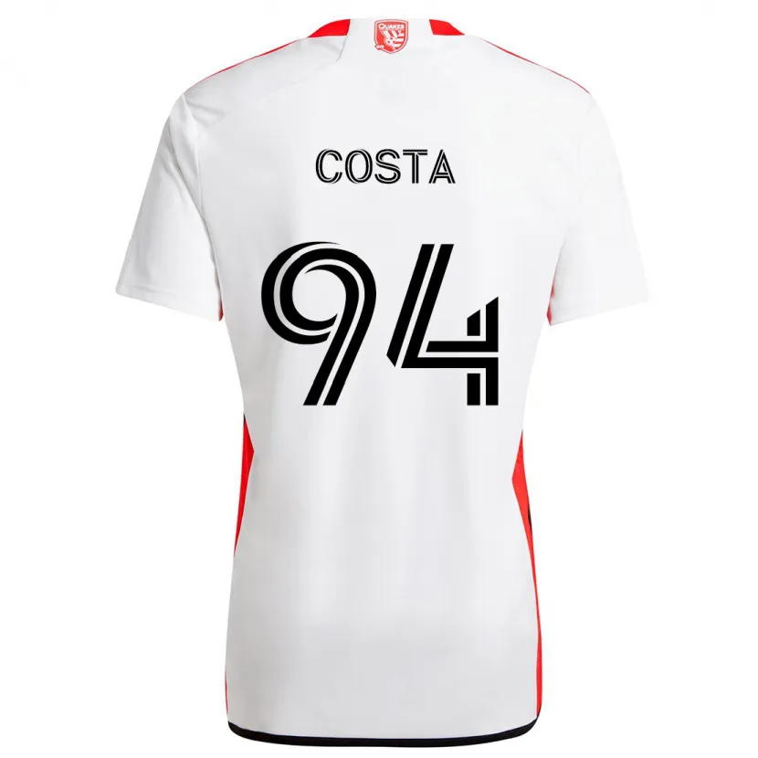 Danxen Kinderen Vítor Costa #94 Wit Rood Uitshirt Uittenue 2024/25 T-Shirt