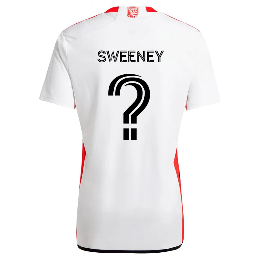 Danxen Kinderen D Sweeney #0 Wit Rood Uitshirt Uittenue 2024/25 T-Shirt