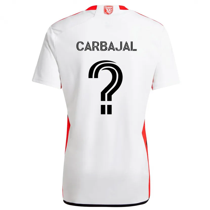 Danxen Kinderen Sebastian Carbajal #0 Wit Rood Uitshirt Uittenue 2024/25 T-Shirt