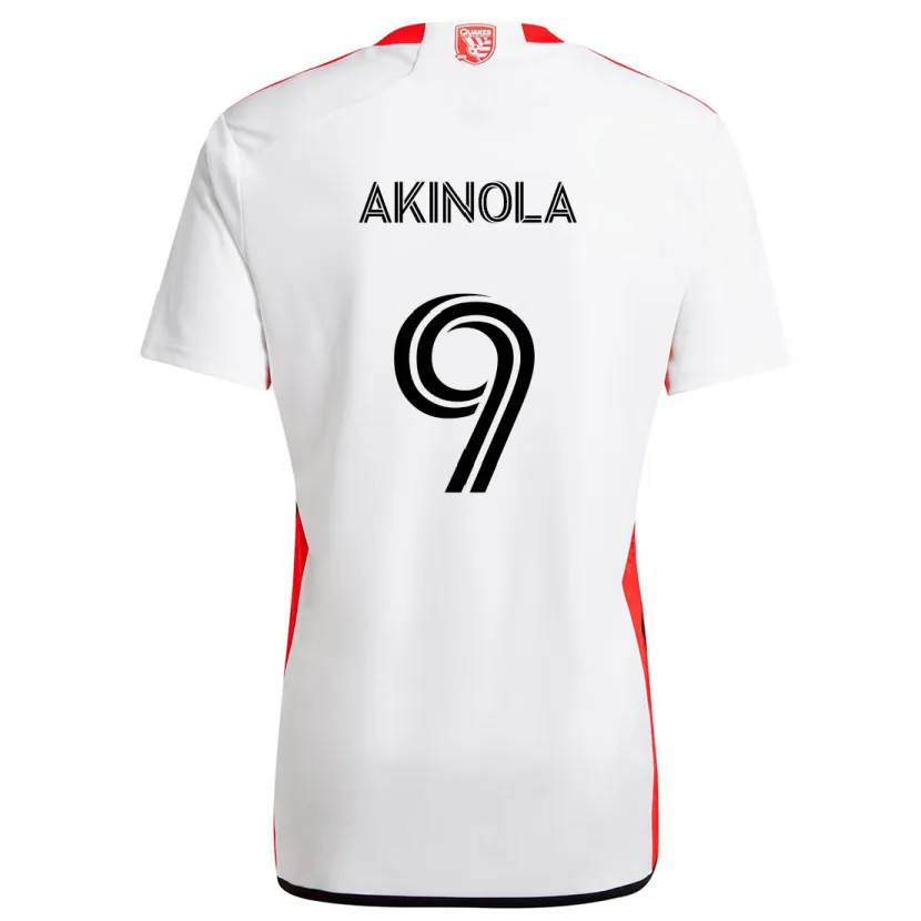 Danxen Kinderen Ayo Akinola #9 Wit Rood Uitshirt Uittenue 2024/25 T-Shirt