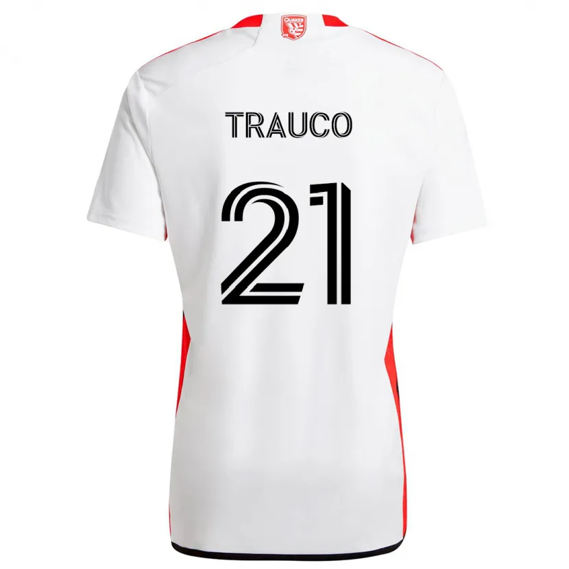 Danxen Kinderen Miguel Trauco #21 Wit Rood Uitshirt Uittenue 2024/25 T-Shirt