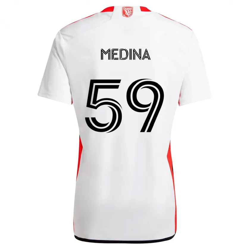 Danxen Kinderen Cruz Medina #59 Wit Rood Uitshirt Uittenue 2024/25 T-Shirt