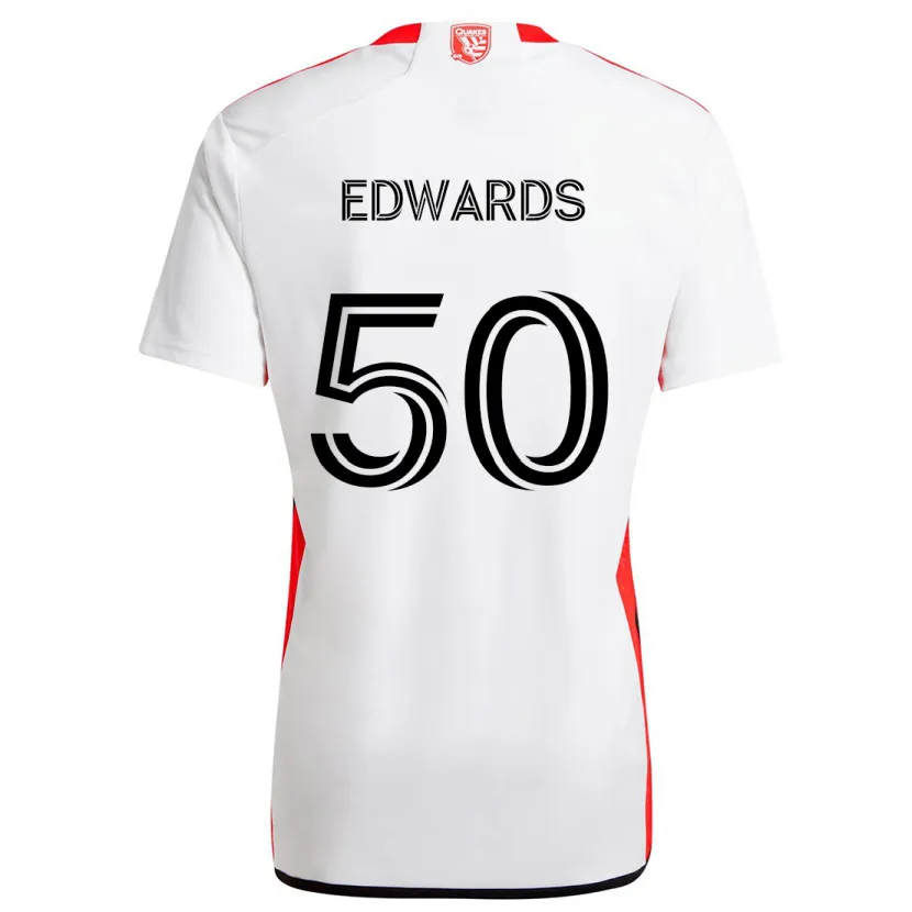 Danxen Kinderen Aaron Edwards #50 Wit Rood Uitshirt Uittenue 2024/25 T-Shirt