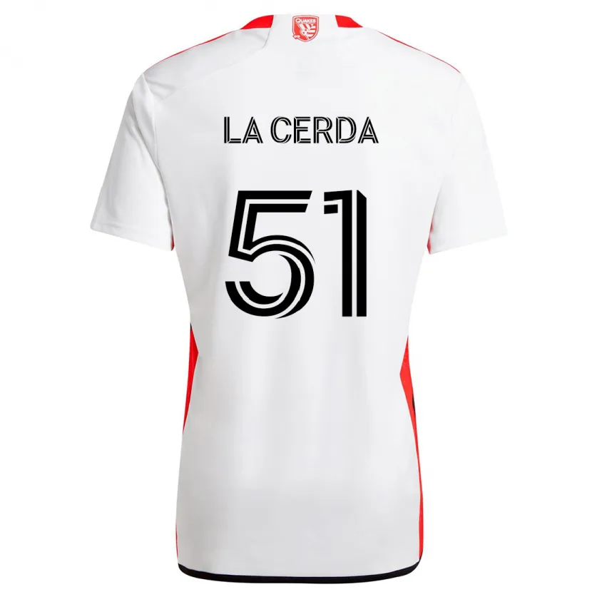 Danxen Kinderen Eric De La Cerda #51 Wit Rood Uitshirt Uittenue 2024/25 T-Shirt