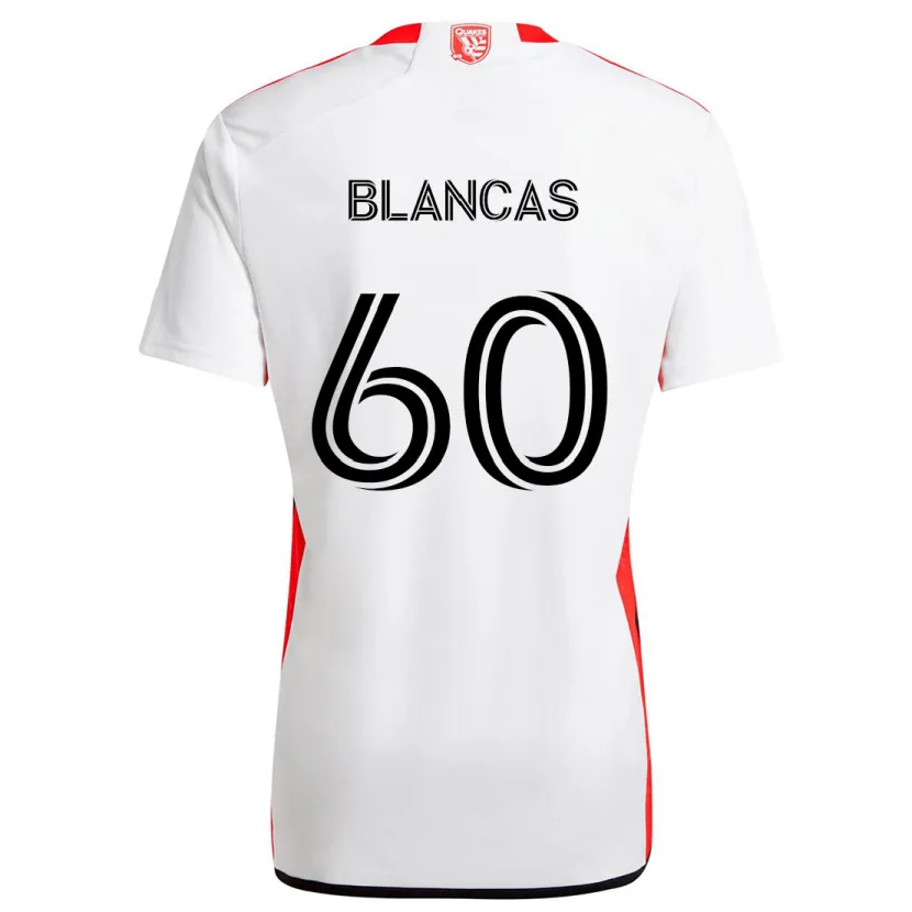 Danxen Kinderen Eduardo Blancas #60 Wit Rood Uitshirt Uittenue 2024/25 T-Shirt