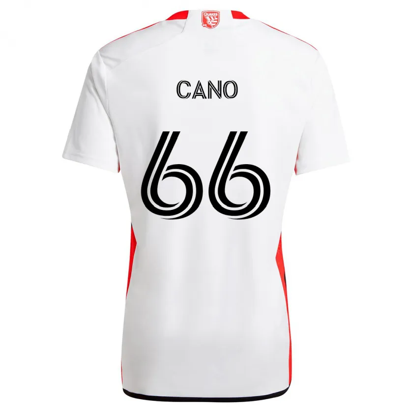 Danxen Kinderen Alejandro Cano #66 Wit Rood Uitshirt Uittenue 2024/25 T-Shirt