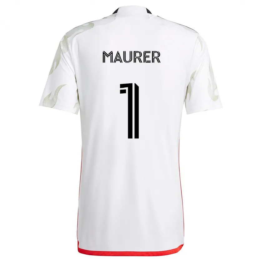 Danxen Kinderen Jimmy Maurer #1 Wit Rood Zwart Uitshirt Uittenue 2024/25 T-Shirt