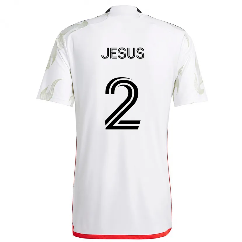 Danxen Kinderen Geovane Jesus #2 Wit Rood Zwart Uitshirt Uittenue 2024/25 T-Shirt