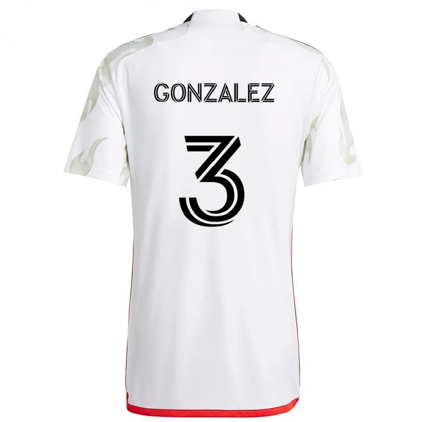 Danxen Kinderen Omar González #3 Wit Rood Zwart Uitshirt Uittenue 2024/25 T-Shirt