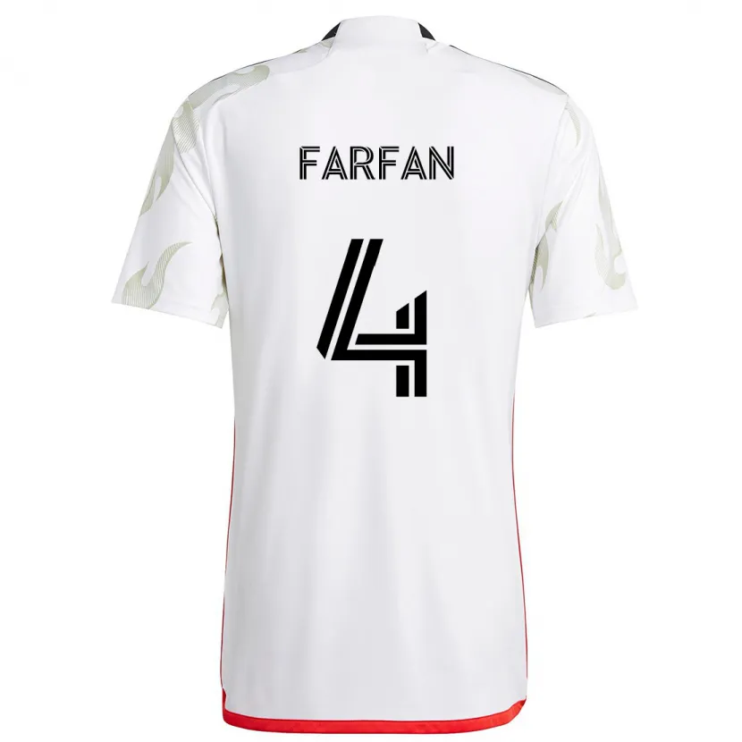 Danxen Kinderen Marco Farfán #4 Wit Rood Zwart Uitshirt Uittenue 2024/25 T-Shirt