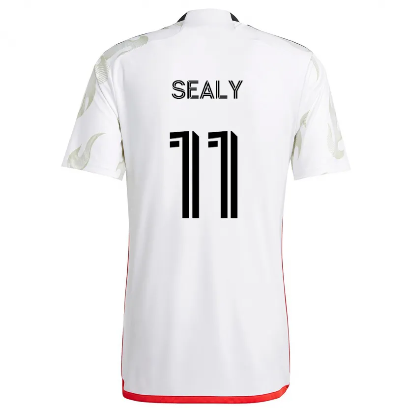 Danxen Kinderen Dante Sealy #11 Wit Rood Zwart Uitshirt Uittenue 2024/25 T-Shirt