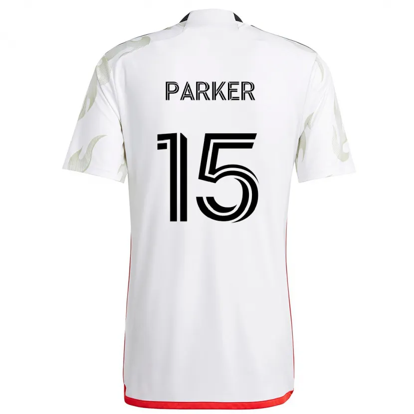 Danxen Kinderen Isaiah Parker #15 Wit Rood Zwart Uitshirt Uittenue 2024/25 T-Shirt