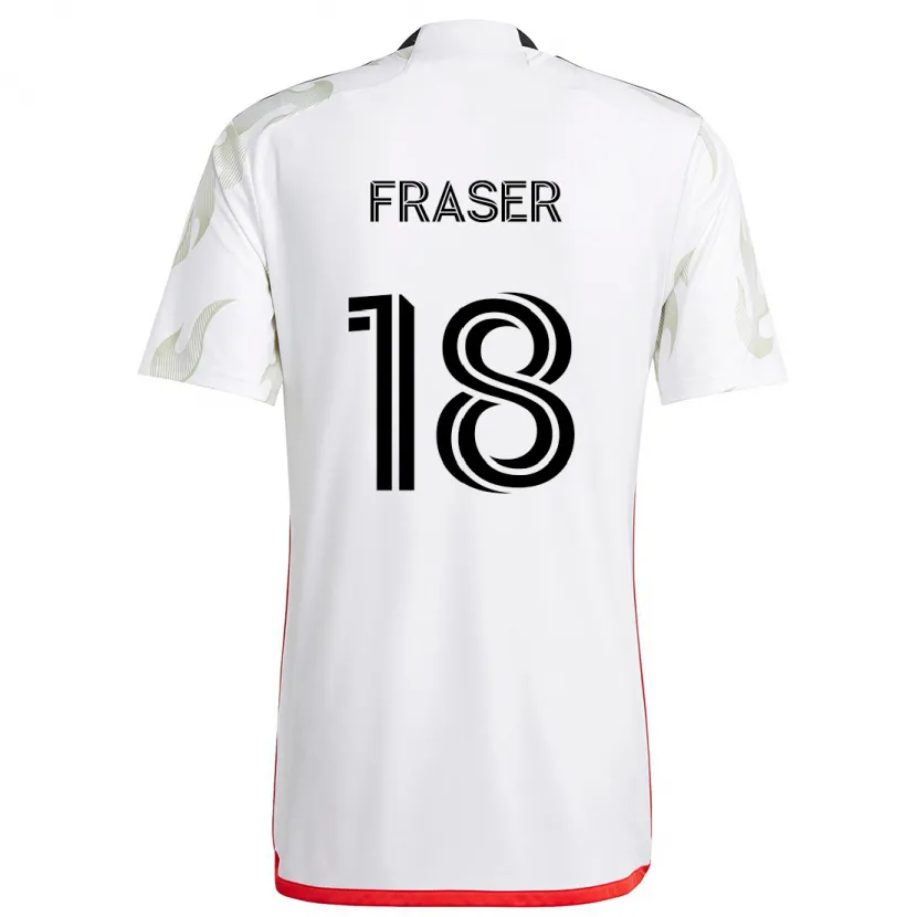 Danxen Kinderen Liam Fraser #18 Wit Rood Zwart Uitshirt Uittenue 2024/25 T-Shirt