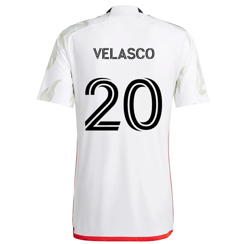 Danxen Kinderen Alan Velasco #20 Wit Rood Zwart Uitshirt Uittenue 2024/25 T-Shirt