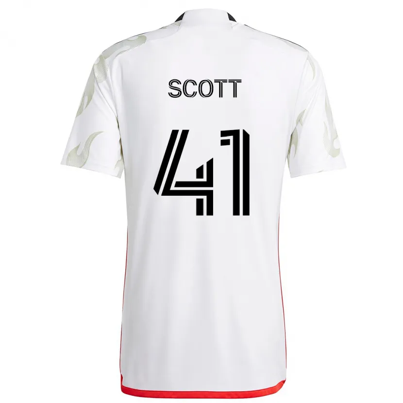 Danxen Kinderen Tarik Scott #41 Wit Rood Zwart Uitshirt Uittenue 2024/25 T-Shirt