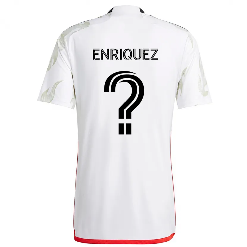 Danxen Kinderen Fabian Enriquez #0 Wit Rood Zwart Uitshirt Uittenue 2024/25 T-Shirt