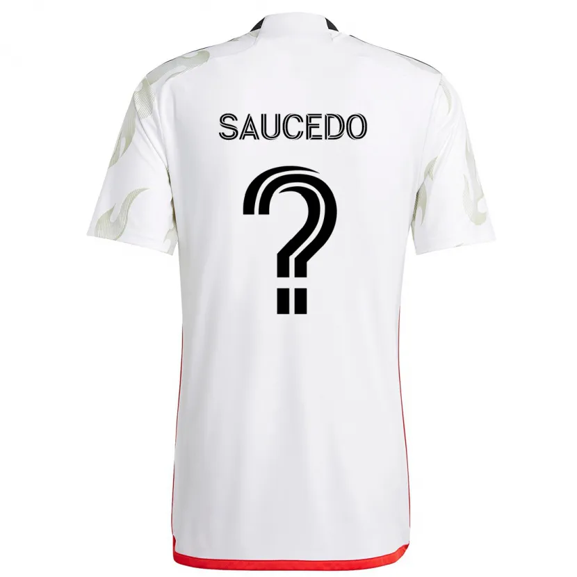 Danxen Kinderen Andre Saucedo #0 Wit Rood Zwart Uitshirt Uittenue 2024/25 T-Shirt