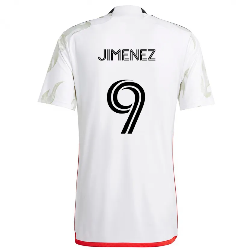 Danxen Kinderen Jesús Jiménez #9 Wit Rood Zwart Uitshirt Uittenue 2024/25 T-Shirt