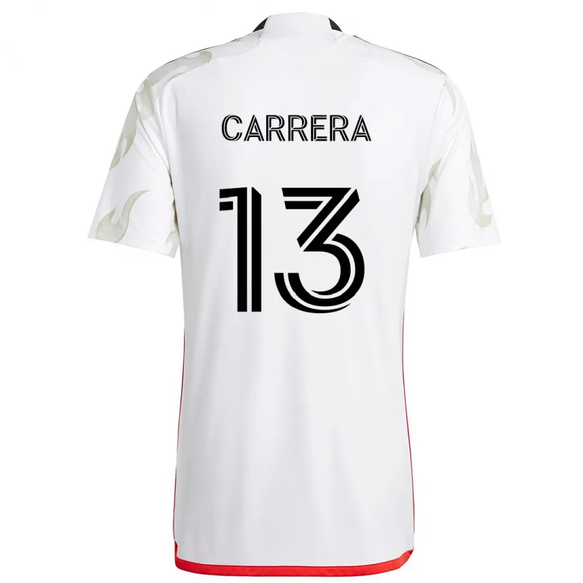 Danxen Kinderen Antonio Carrera #13 Wit Rood Zwart Uitshirt Uittenue 2024/25 T-Shirt