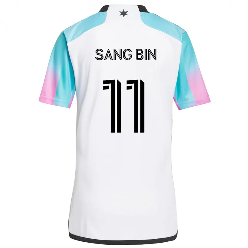 Danxen Kinderen Sang-Bin Jeong #11 Wit Blauw Zwart Uitshirt Uittenue 2024/25 T-Shirt