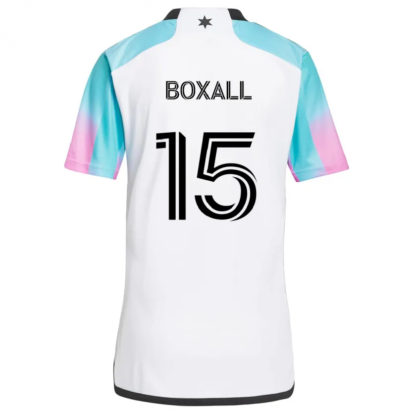 Danxen Kinderen Michael Boxall #15 Wit Blauw Zwart Uitshirt Uittenue 2024/25 T-Shirt