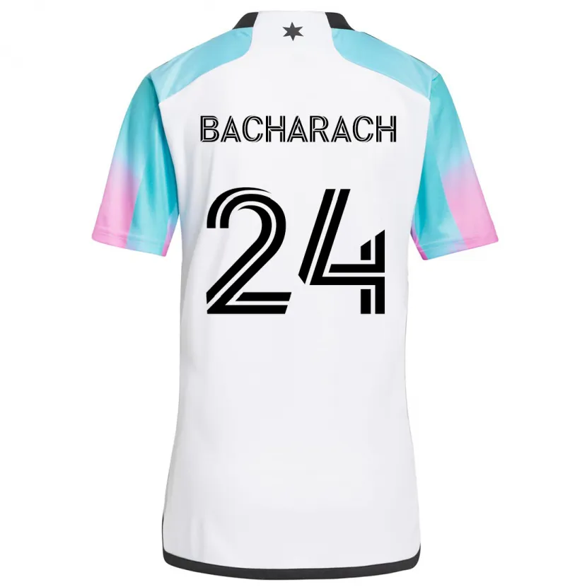 Danxen Kinderen Hugo Bacharach #24 Wit Blauw Zwart Uitshirt Uittenue 2024/25 T-Shirt