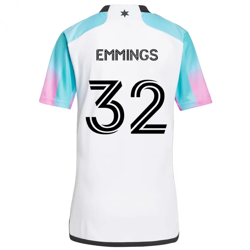 Danxen Kinderen Fred Emmings #32 Wit Blauw Zwart Uitshirt Uittenue 2024/25 T-Shirt