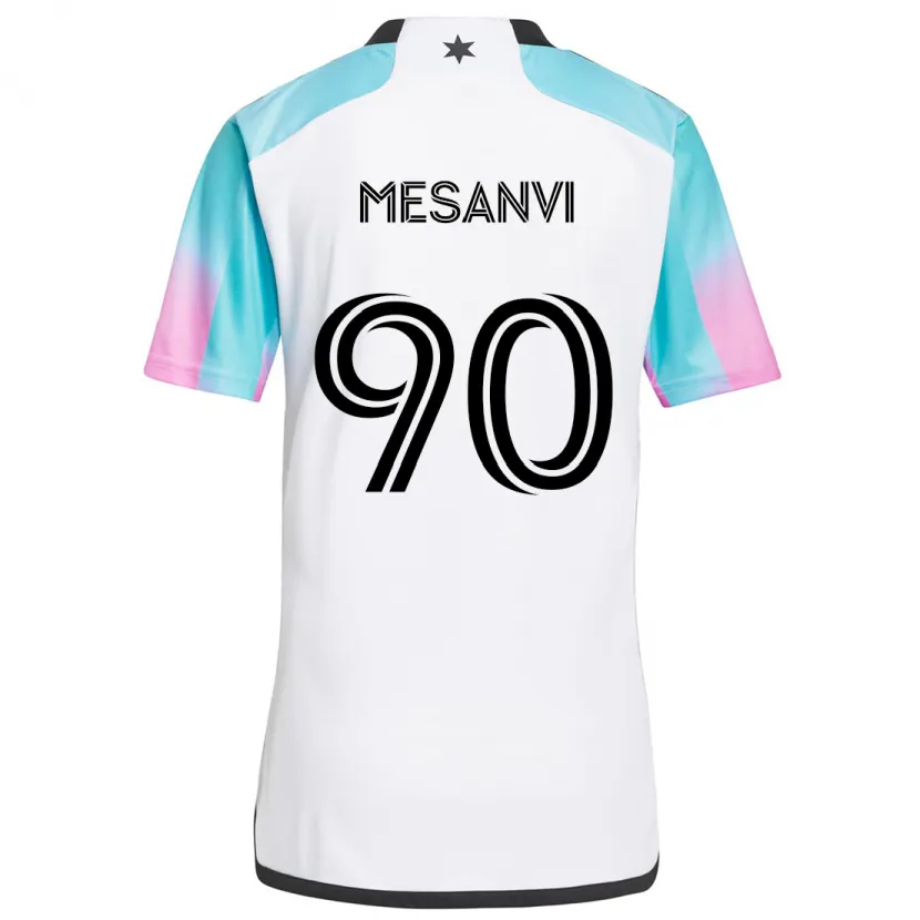 Danxen Kinderen Loïc Mesanvi #90 Wit Blauw Zwart Uitshirt Uittenue 2024/25 T-Shirt