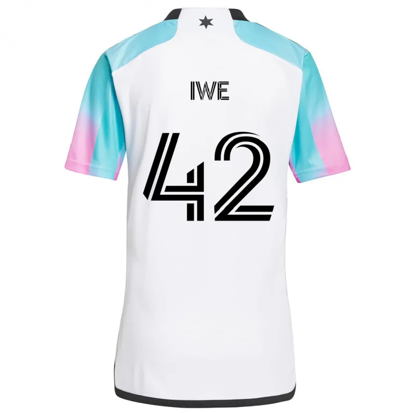 Danxen Kinderen Emmanuel Iwe #42 Wit Blauw Zwart Uitshirt Uittenue 2024/25 T-Shirt