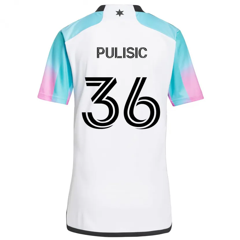 Danxen Kinderen Will Pulisic #36 Wit Blauw Zwart Uitshirt Uittenue 2024/25 T-Shirt