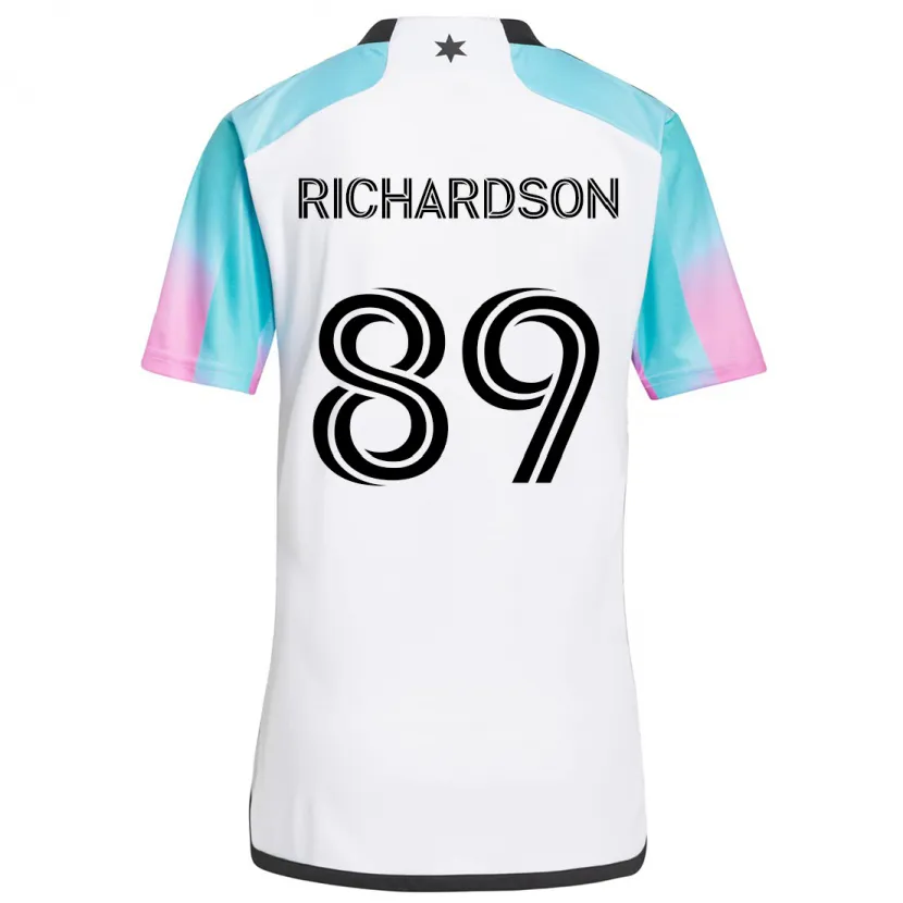 Danxen Kinderen Nick Richardson #89 Wit Blauw Zwart Uitshirt Uittenue 2024/25 T-Shirt