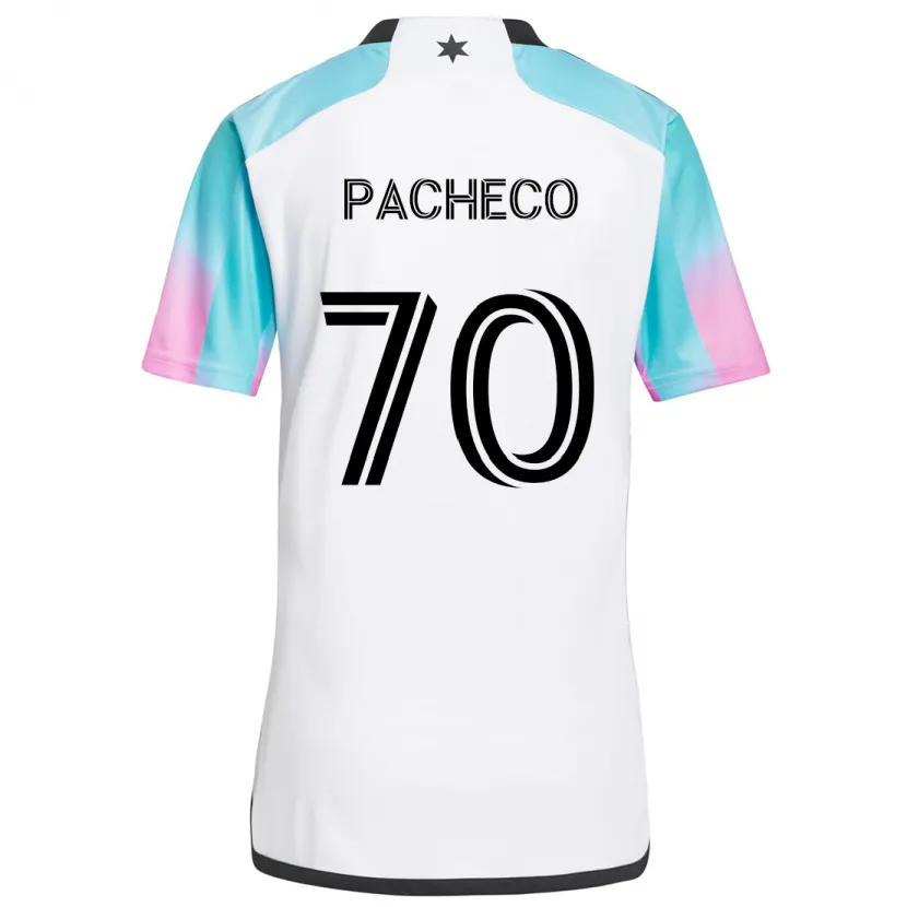 Danxen Kinderen Diogo Pacheco #70 Wit Blauw Zwart Uitshirt Uittenue 2024/25 T-Shirt