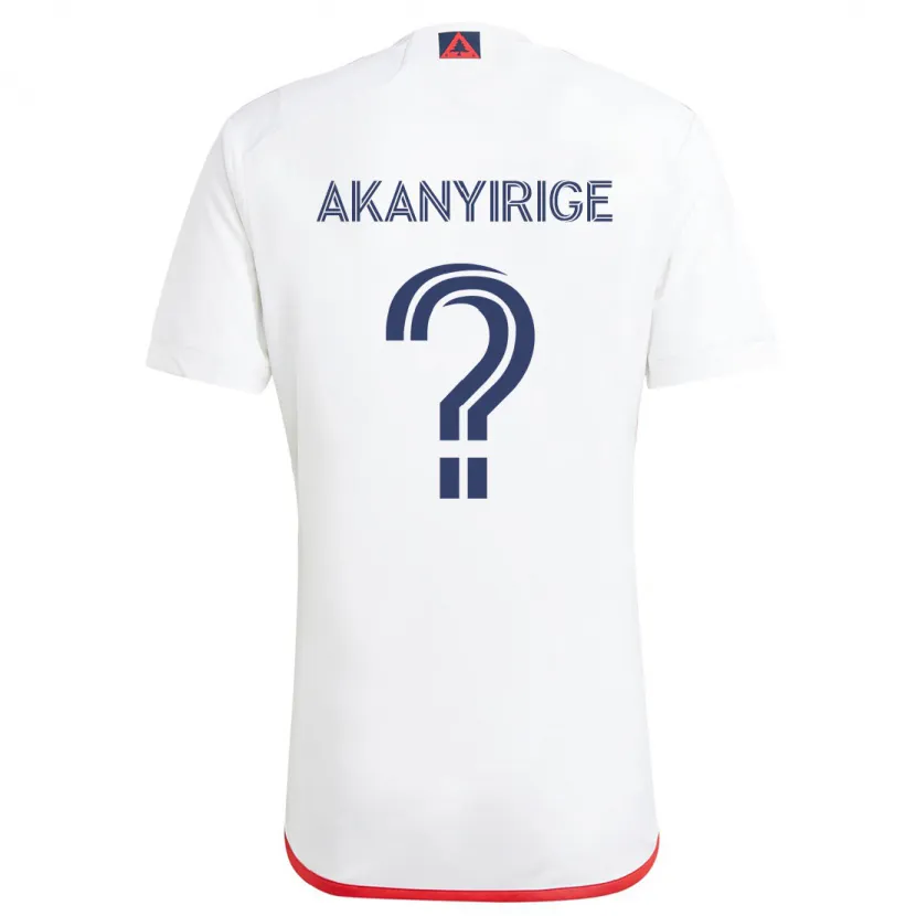 Danxen Kinderen Jacob Akanyirige #0 Wit Rood Uitshirt Uittenue 2024/25 T-Shirt