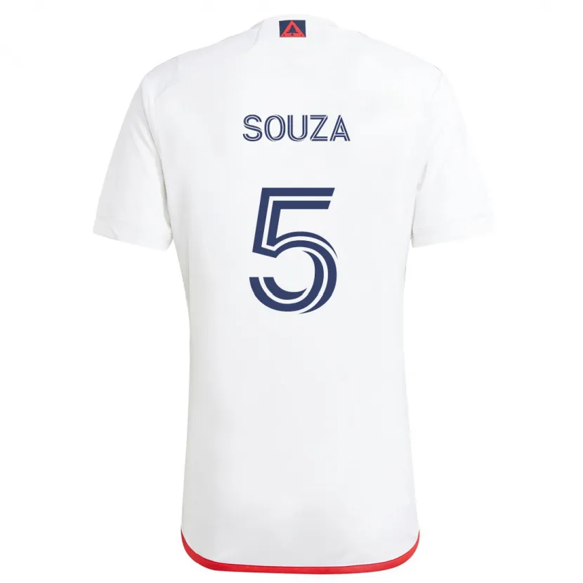 Danxen Kinderen Victor Souza #5 Wit Rood Uitshirt Uittenue 2024/25 T-Shirt