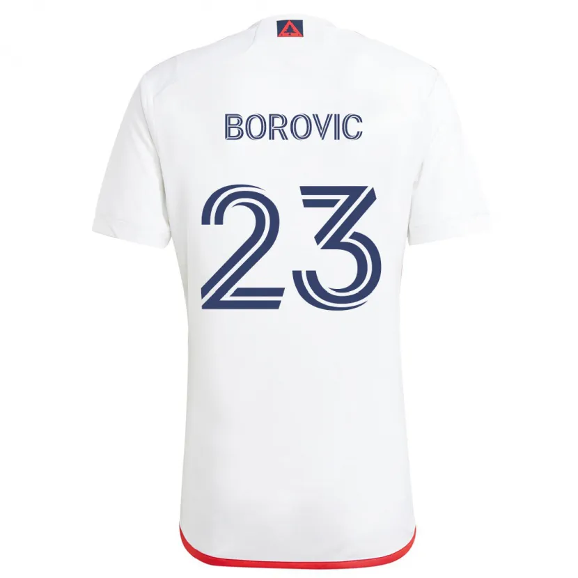 Danxen Kinderen Luka Borovic #23 Wit Rood Uitshirt Uittenue 2024/25 T-Shirt