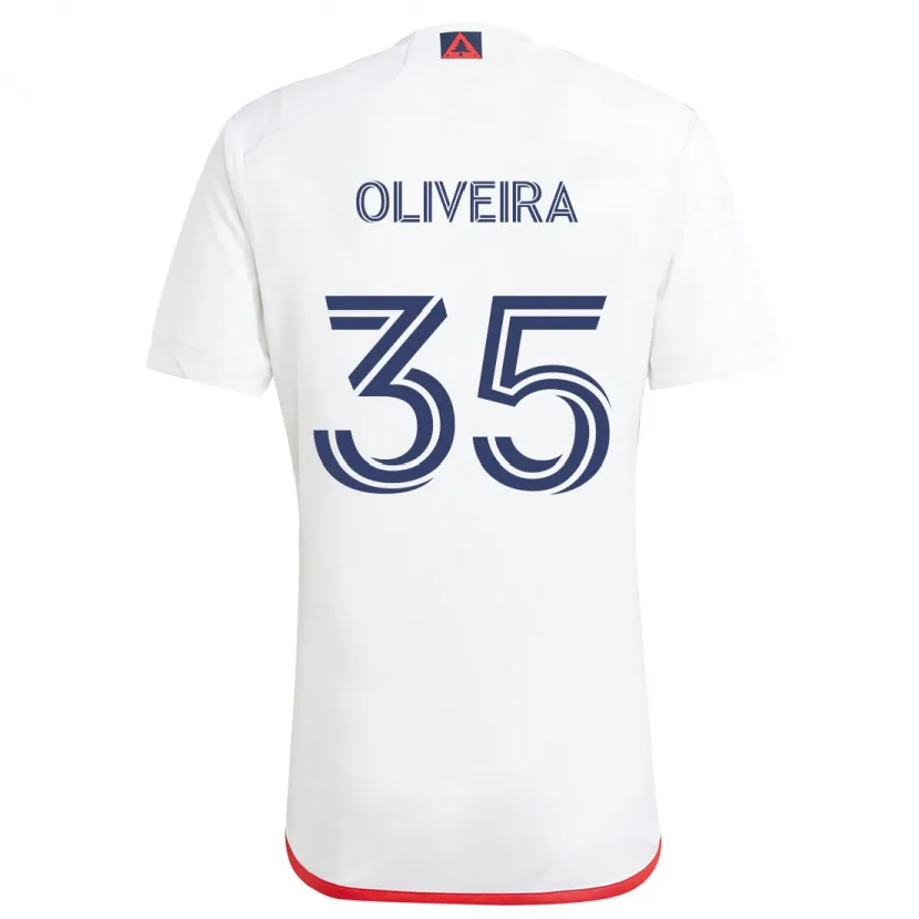 Danxen Kinderen Cristiano Oliveira #35 Wit Rood Uitshirt Uittenue 2024/25 T-Shirt