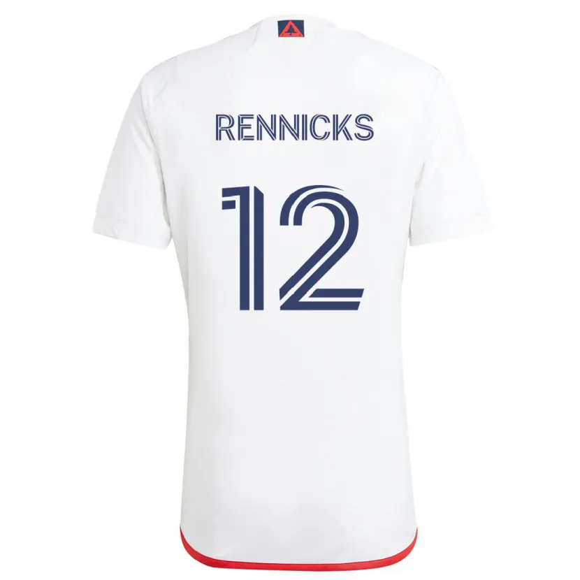 Danxen Kinderen Justin Rennicks #12 Wit Rood Uitshirt Uittenue 2024/25 T-Shirt