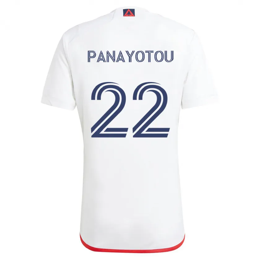 Danxen Kinderen Jack Panayotou #22 Wit Rood Uitshirt Uittenue 2024/25 T-Shirt