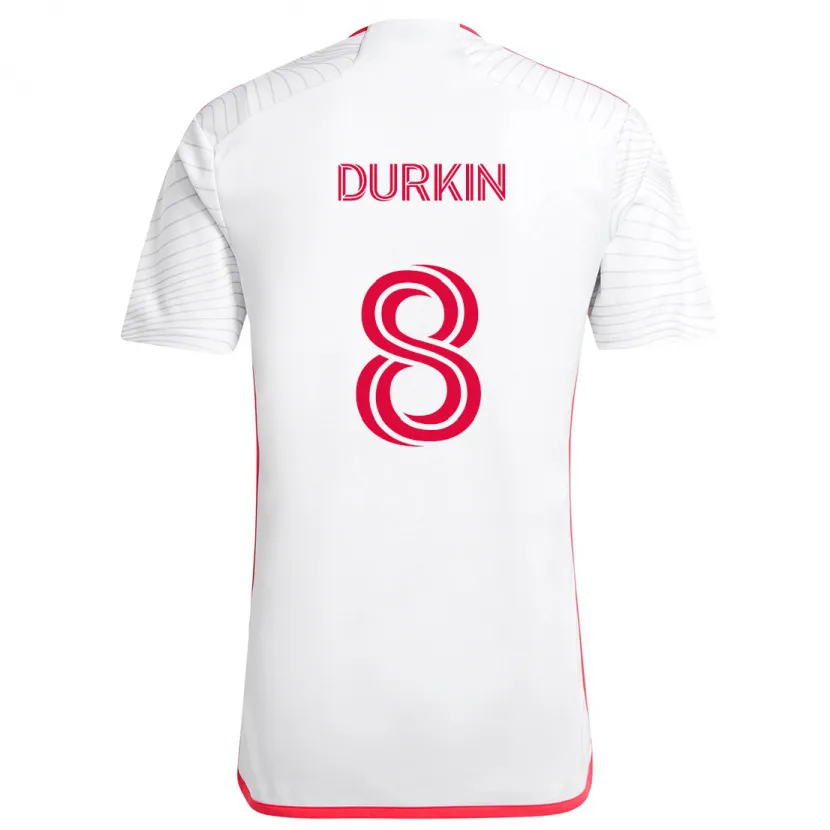 Danxen Kinderen Chris Durkin #8 Wit Rood Uitshirt Uittenue 2024/25 T-Shirt